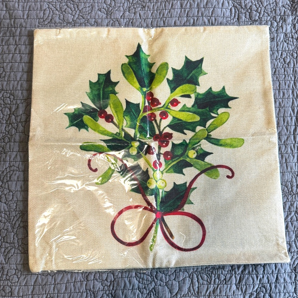 Pillow cover-mistletoe design